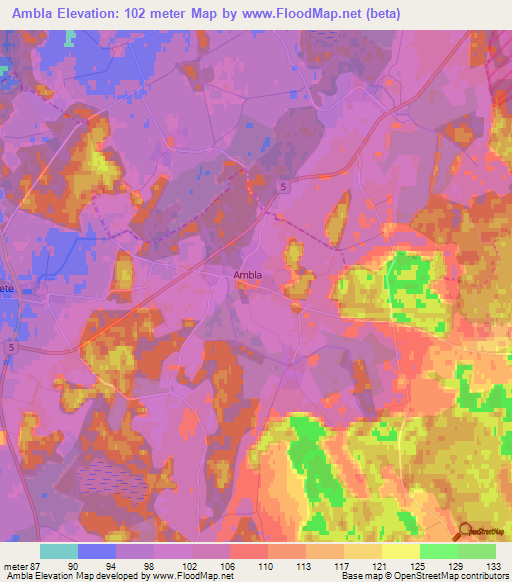 Ambla,Estonia Elevation Map