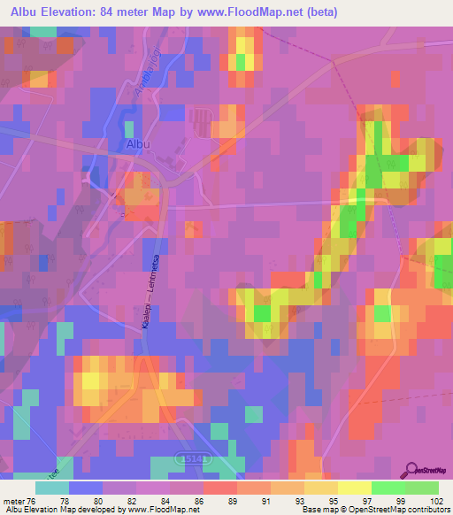 Albu,Estonia Elevation Map