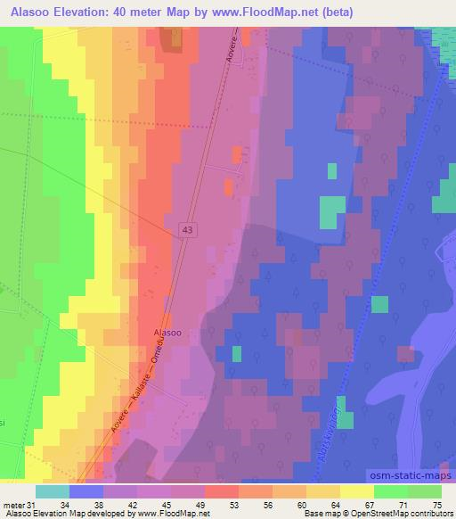 Alasoo,Estonia Elevation Map