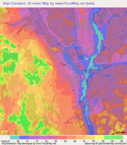 Ahja,Estonia Elevation Map