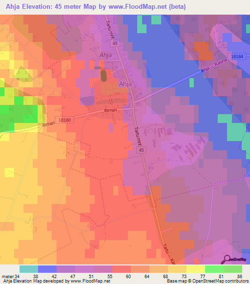Ahja,Estonia Elevation Map