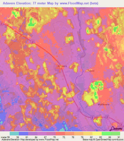 Adavere,Estonia Elevation Map