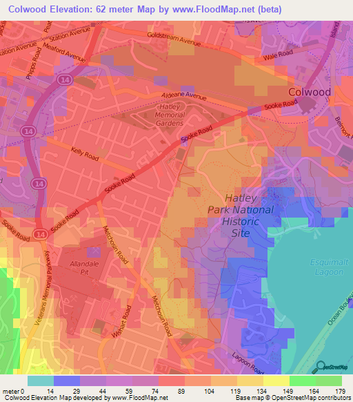 Colwood,Canada Elevation Map