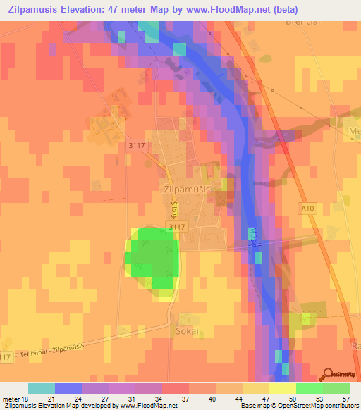 Zilpamusis,Lithuania Elevation Map