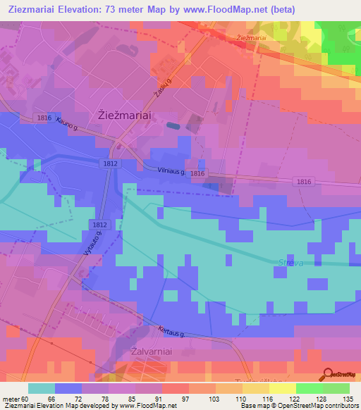 Ziezmariai,Lithuania Elevation Map