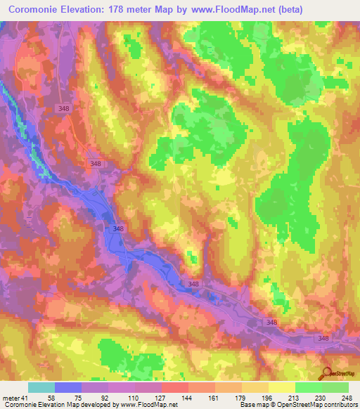 Coromonie,Canada Elevation Map