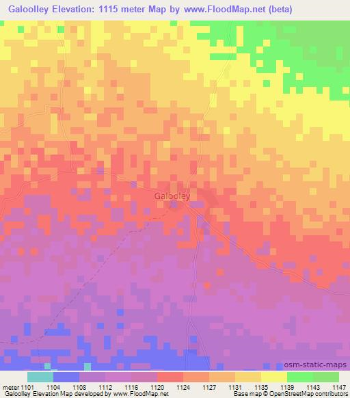 Galoolley,Somalia Elevation Map