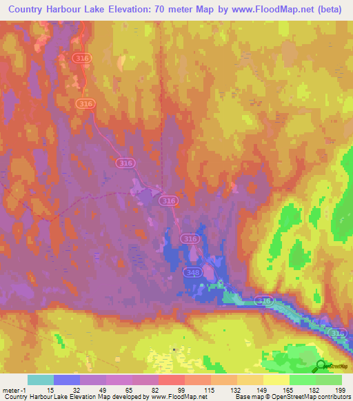 Country Harbour Lake,Canada Elevation Map