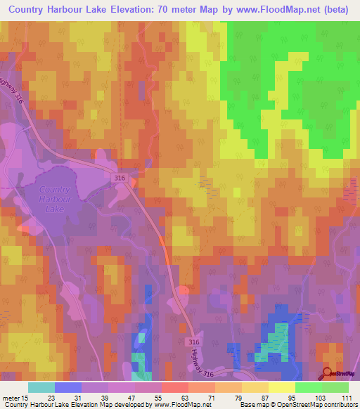 Country Harbour Lake,Canada Elevation Map