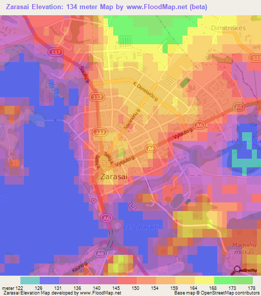 Zarasai,Lithuania Elevation Map