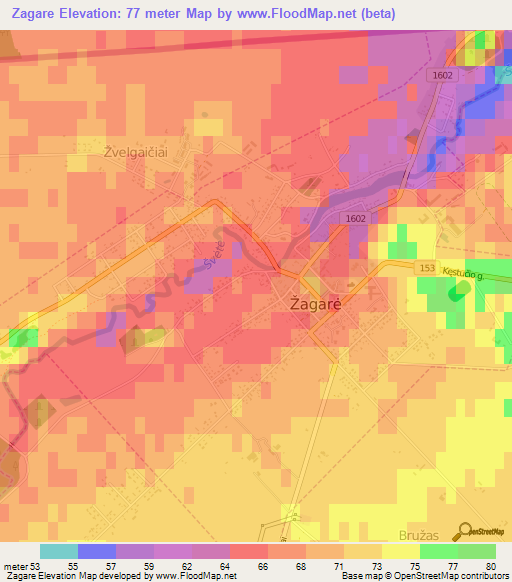 Zagare,Lithuania Elevation Map