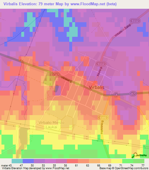 Virbalis,Lithuania Elevation Map