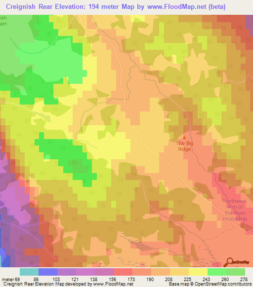 Creignish Rear,Canada Elevation Map