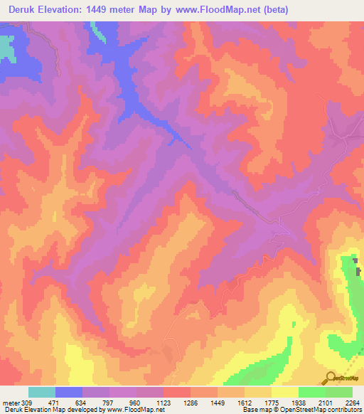 Deruk,Iran Elevation Map