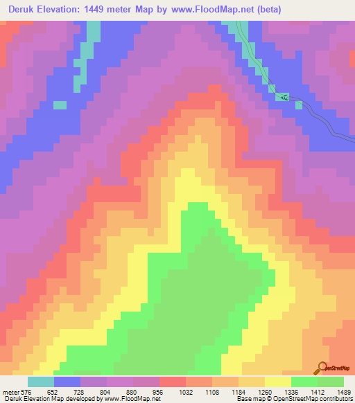 Deruk,Iran Elevation Map