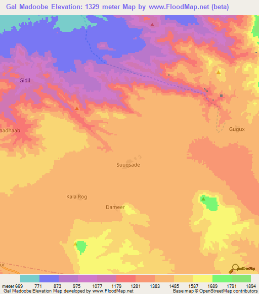 Gal Madoobe,Somalia Elevation Map
