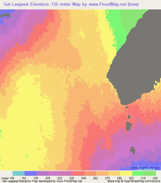 Gal Laageed,Somalia Elevation Map