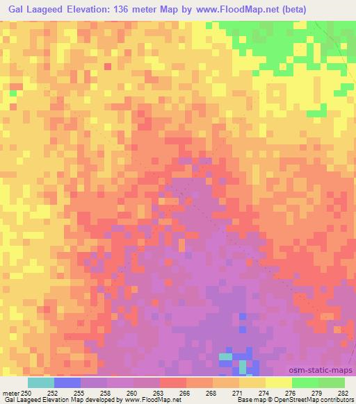 Gal Laageed,Somalia Elevation Map