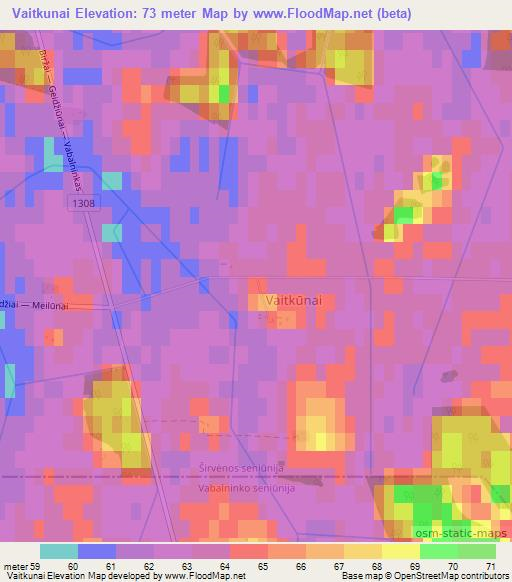 Vaitkunai,Lithuania Elevation Map