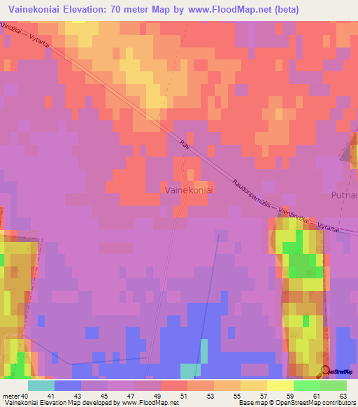 Vainekoniai,Lithuania Elevation Map