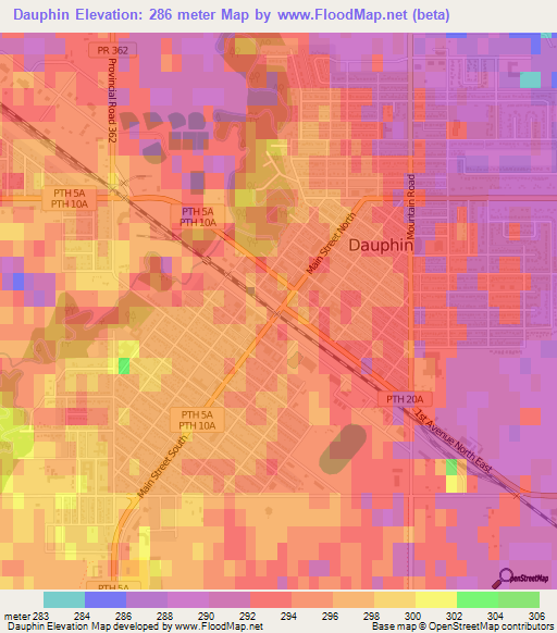 Dauphin,Canada Elevation Map