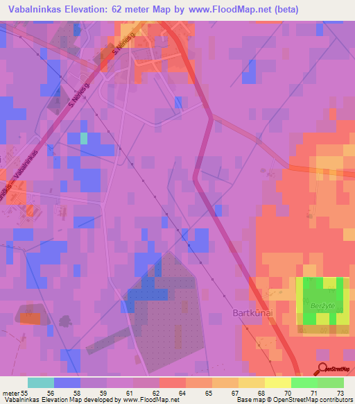 Vabalninkas,Lithuania Elevation Map