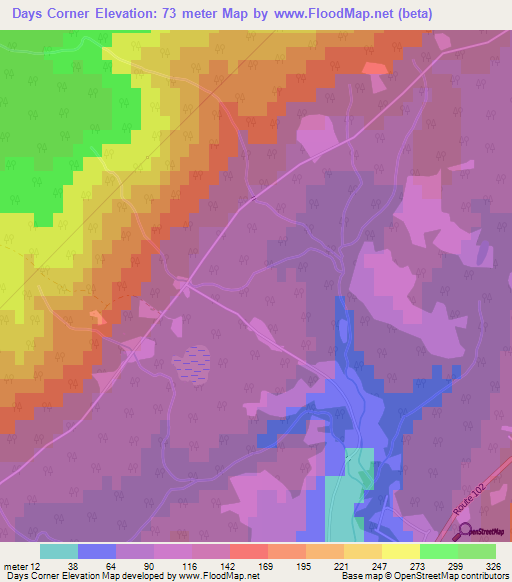Days Corner,Canada Elevation Map