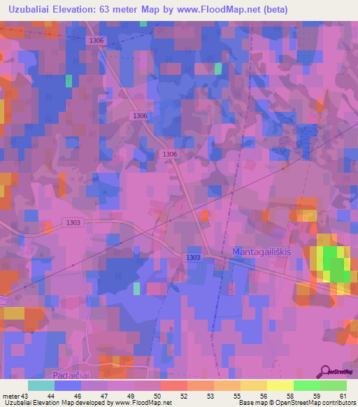 Uzubaliai,Lithuania Elevation Map