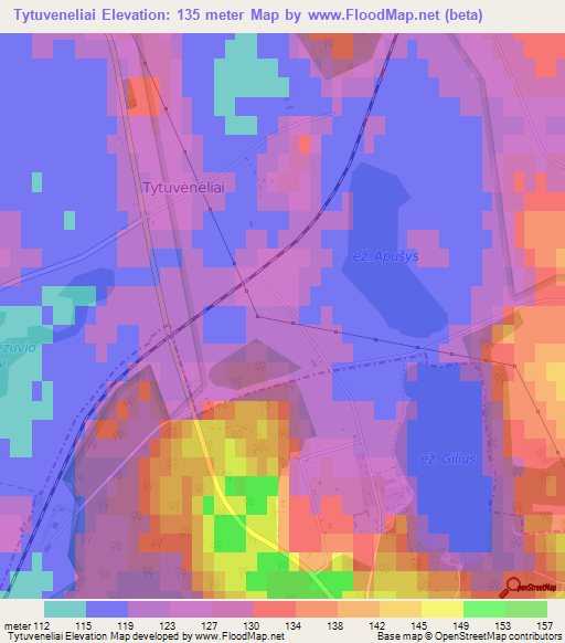 Tytuveneliai,Lithuania Elevation Map