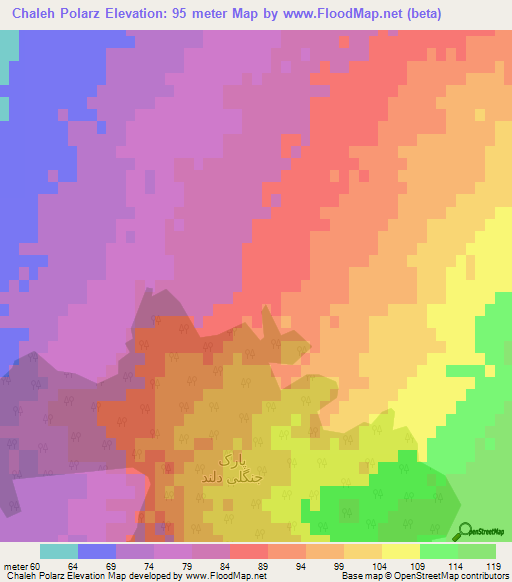 Chaleh Polarz,Iran Elevation Map