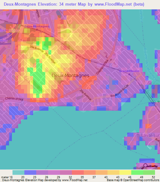 Elevation of DeuxMontagnes,Canada Elevation Map, Topography, Contour