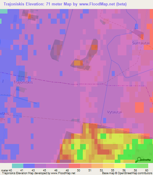 Trajoniskis,Lithuania Elevation Map