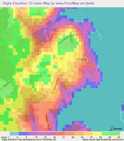 Digby,Canada Elevation Map