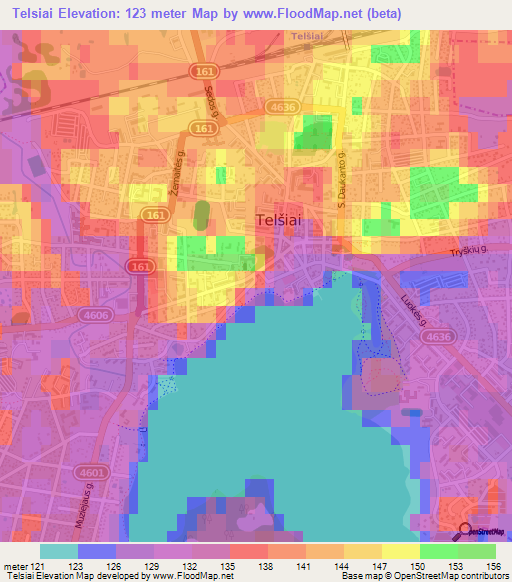 Telsiai,Lithuania Elevation Map