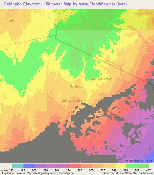 Galdhabo,Somalia Elevation Map