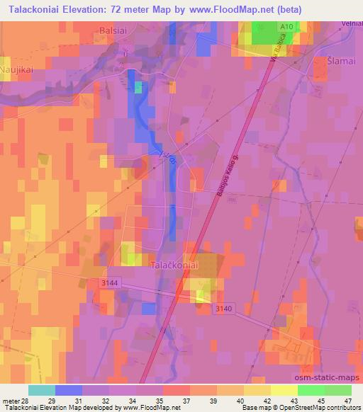 Talackoniai,Lithuania Elevation Map