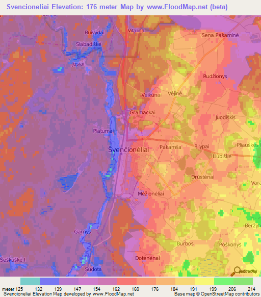 Svencioneliai,Lithuania Elevation Map