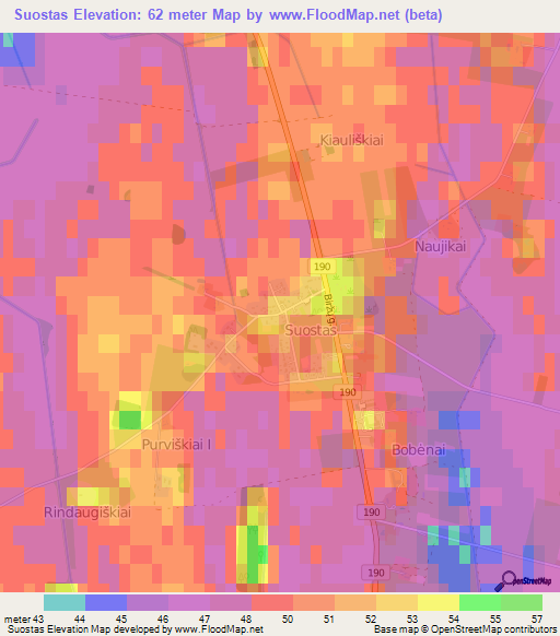Suostas,Lithuania Elevation Map