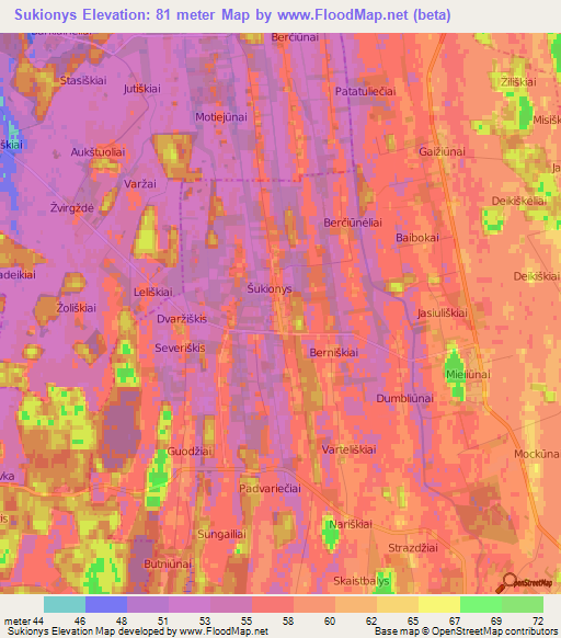 Sukionys,Lithuania Elevation Map