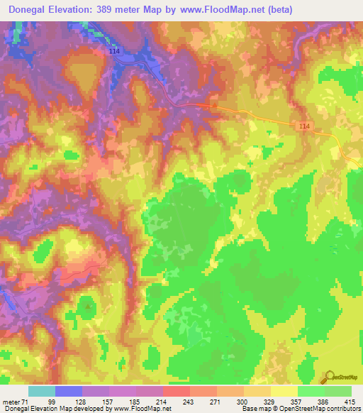 Donegal,Canada Elevation Map