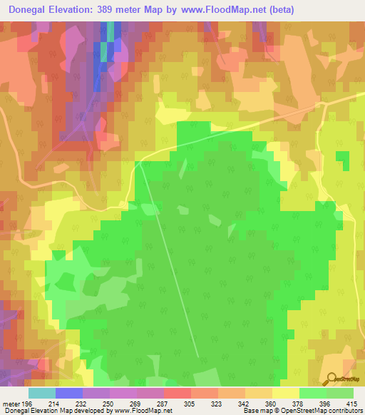 Donegal,Canada Elevation Map
