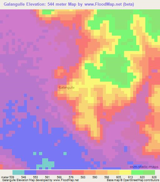 Galangulle,Somalia Elevation Map