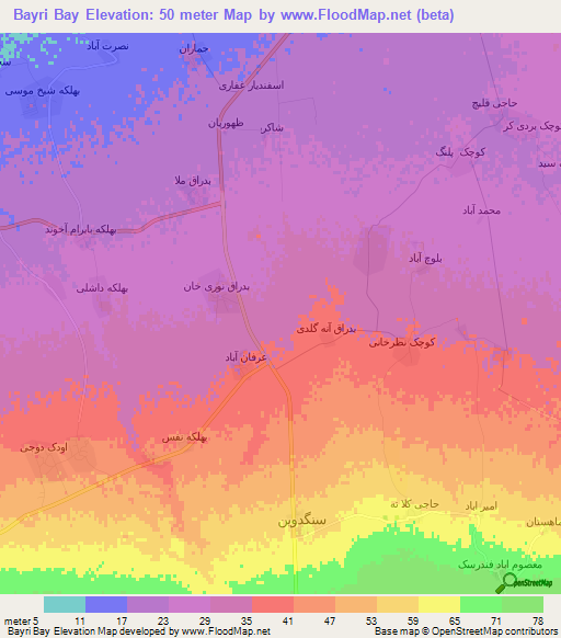 Bayri Bay,Iran Elevation Map