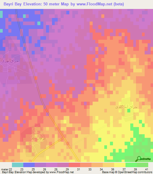 Bayri Bay,Iran Elevation Map
