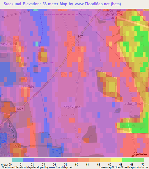 Stackunai,Lithuania Elevation Map