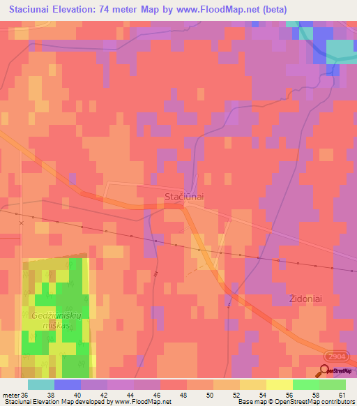 Staciunai,Lithuania Elevation Map