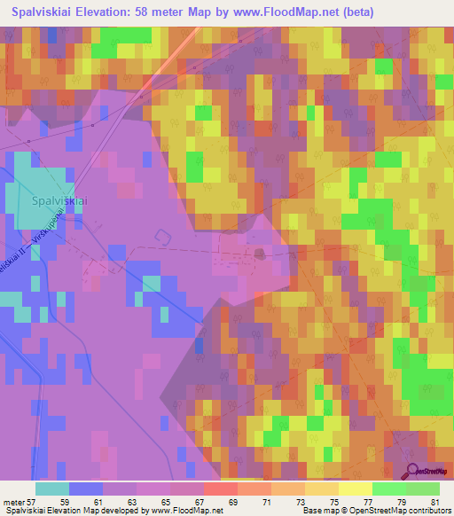 Spalviskiai,Lithuania Elevation Map