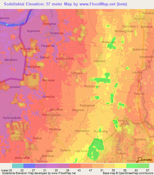 Sodeliskiai,Lithuania Elevation Map