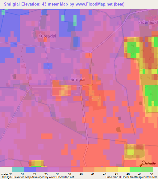 Smilgiai,Lithuania Elevation Map