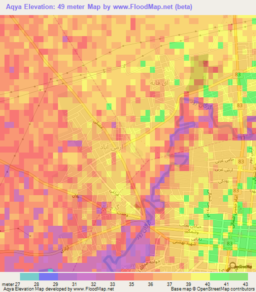 Aqya,Iran Elevation Map
